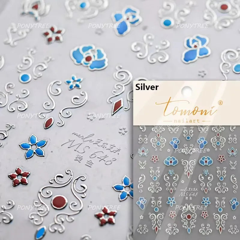 Hot Stamping Pearl Mahjong Get Rich Winning Card Bowknot Self Adhesive Nail Art Stickers Character Photo Frame Manicure Decals (Online Order Only)