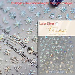 Shiny Snow Delicate Gold Pink Silver White Romantic Winter Self Adhesive Nail Art Stickers Snowflake Rhinestone Manicure Decals (ONLINE ORDER ONLY)