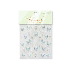 Blue Purple Tulip Flower Butterfly Garden Blossom Floral Charming Delicate 5D Relief Adhesive Nail Art Stickers Manicure Decals (ONLINE ORDER ONLY)