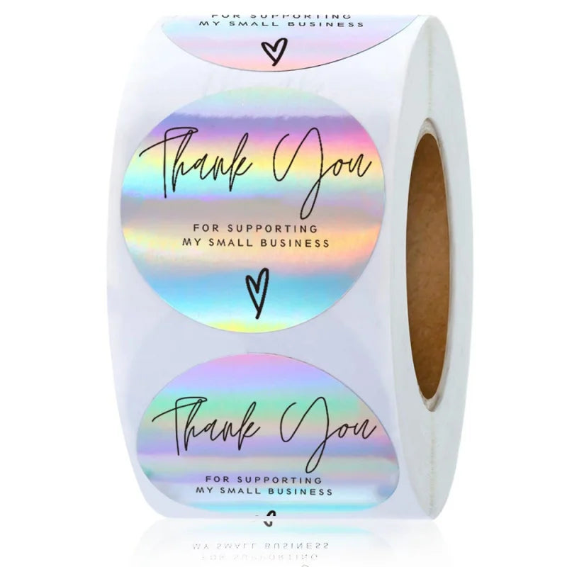 500pcs Rainbow Laser Thank You Stickers 1inch Small Business Stickers  Adhesive Labels for Boutiques Wrapping Supplies (ONLINE ORDER ONLY)