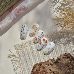 Strawberry Cherry Loquat Longan Peach Grapes Plant Red Bean Fruit Flat Realistic Painting 3D Nail Art Stickers Manicure Decals (ONLINE ORDER ONLY)