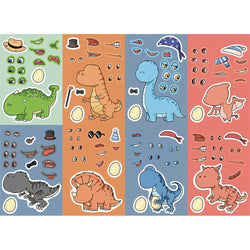 8/16Sheets Cute Dinosaur Puzzle Stickers Make-a-Face Games Toy Create Your Own DIY Funny Cartonn Assemble Jigsaw Children Gift (ONLINE ORDER ONLY)