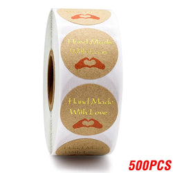 Handmade With Love Kraft Paper Stickers 100-500pcs 1inch Adhesive Labels Baking Wedding Decoration Party Decoration Sticker (Online Order Only)