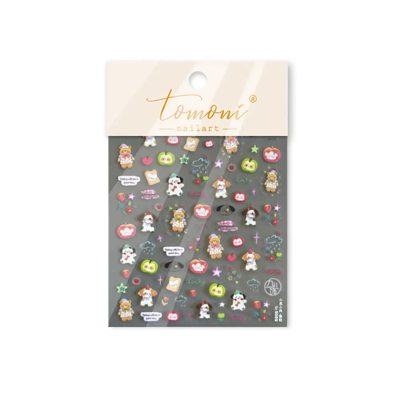 Fruits Apple Strawberry Animals Bear Dog Party Dream Flower Bone Rain Self Adhesive Nail Art Decoration Sticker Manicure Decals (Online Order Only)