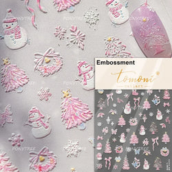 Santa's Hat Candy Santa Claus Christmas Tree Bell Elk 5D Self Adhesive Nail Art Stickers Button Snowflake Cherry Manicure Decals (ONLINE ORDER ONLY)