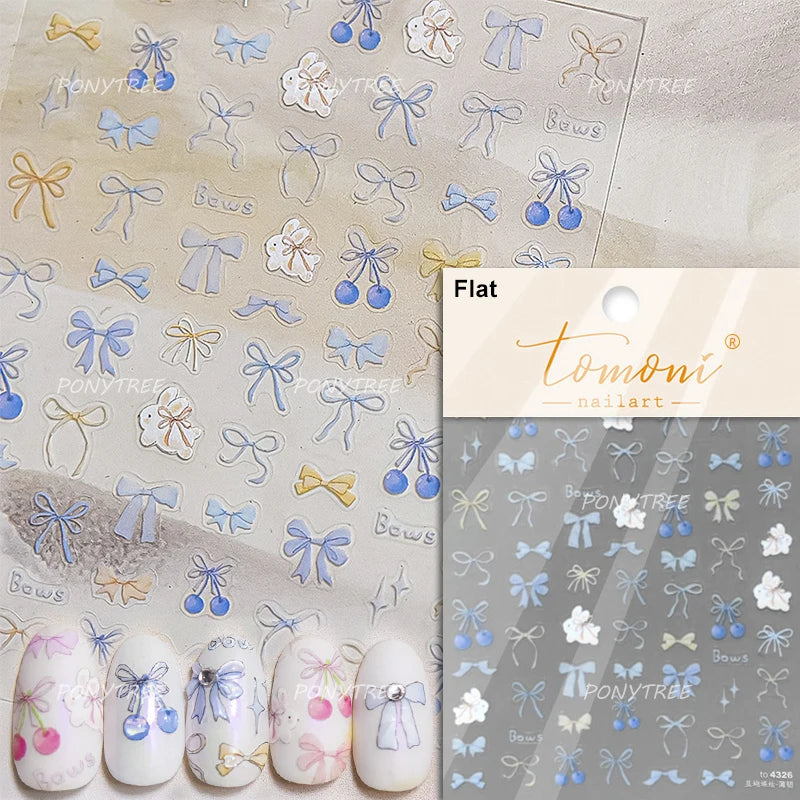 Mini Fruit Cherry Charming Strawberry Ribbon Line Bowknot Jelly Charming Chic Self Adhesive Nail Art Stickers Manicure Decals (ONLINE ORDER ONLY)