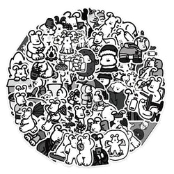 Black & White Dog Stickers - 10/30/62PCS Stick Figure Style, Funny DIY Decals for Wall, Notebook, Phone, Bike (Online Order Only)