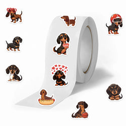 500pcs/roll Cute Cartoon Animal Pet Dog Stickers Dachshund Sticker Luggage Guitar Laptop Stationery Vinyl Decals(10 Patterns) (ONLINE ORDER ONLY)