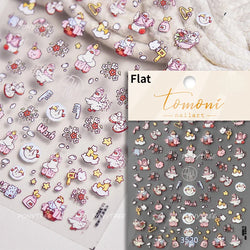 Cute Duck Pear Bowknot Mini Flower Duckling Line Bow Photo Frame Seal Stamp Figure Self Adhesive Nail Art Sticker Manicure Decal (ONLINE ORDER ONLY)