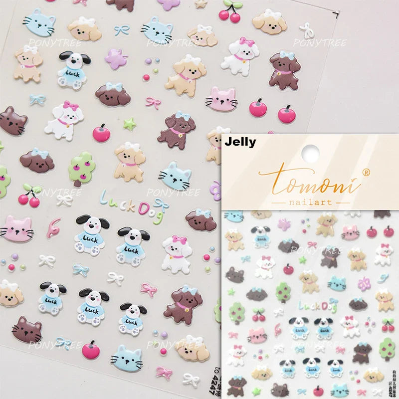 Lovely Pink Red Cherry Fruit Love Heart Star Lucky Letter Bowknot Romantic Adhesive Nail Art Stickers Rhinestone Manicure Decals (Online Order Only)