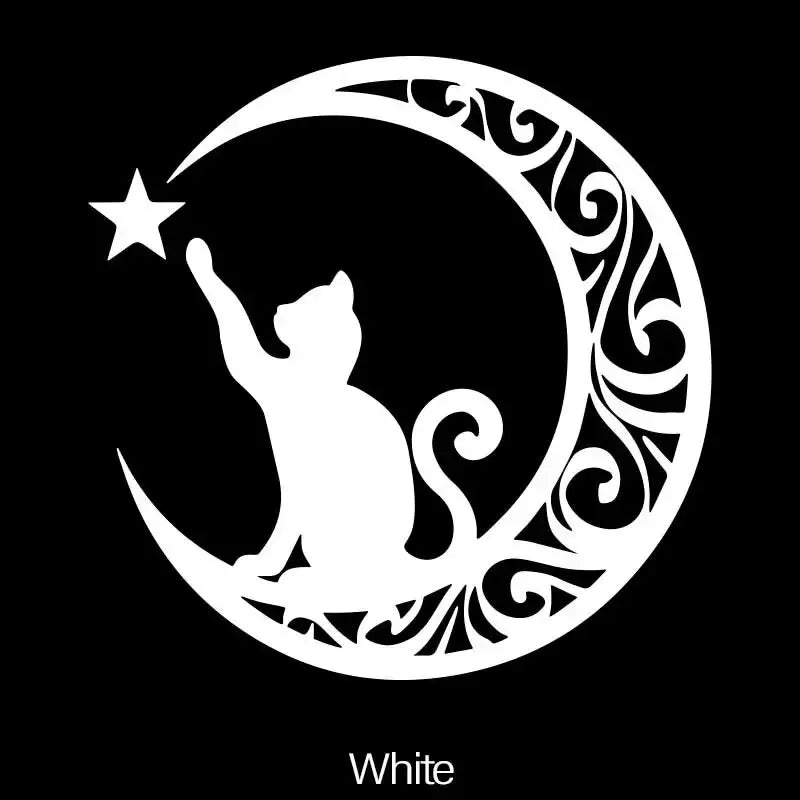 Cute Cat Stargazing Stickers，White and Black，For Cars, Trucks, Walls, Motorcycles (ONLINE ORDER ONLY)