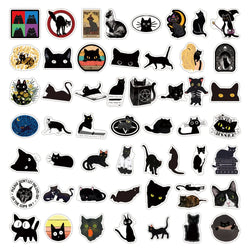10/30/50/100PCS Cartoon Black Cat Stickers Scrapbook Phone Guitar Laptop Luggage Cool Waterproof Sticker Children Classic Toy (Online Order Only)