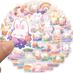10/30/50PCS Rainbow Rabbit PVC Sticker Aesthetic Children's Korean Decoration Scrapbooking Stationery School Supplies for Kids (ONLINE ORDER ONLY)