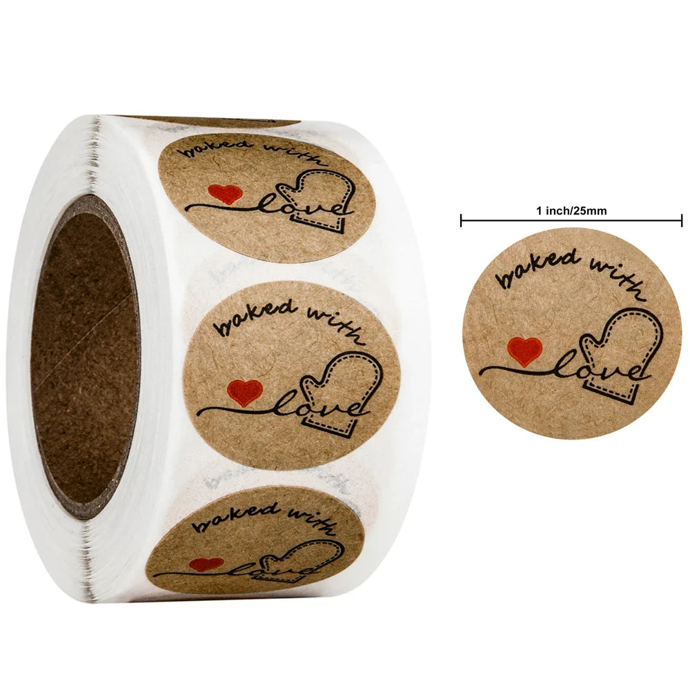 500pcs/roll Handmade with Love Letter Stickers Thank You Stickers Labels Wedding Box Gift Packing Decoration Stationery Stickers (ONLINE ORDER ONLY)