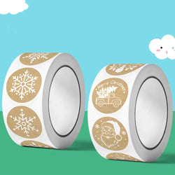 100-500pcs Kraft Paper Christmas Stickers New Year Thank You Stickers Christmas Decoration  For Card Gift Box Package 1inch (ONLINE ORDER ONLY)