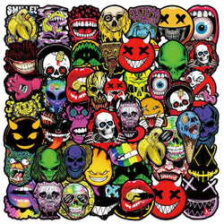 Horror Skull Waterproof Stickers for Skateboard, Motorcycle, Phone, Laptop, Bike, Guitar, Luggage, Car - 10/30/50PCS (Online Order Only)