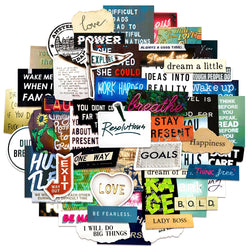 10/60pcs Inspirational English Words Stickers for Notebook Scrapbooking Craft Supplies Vintage Motivational Phrases Sticker Toy (ONLINE ORDER ONLY)