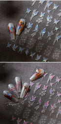 Butterfly Flower Hollow Out Lace Delicate Floral Print Shiny Cloth Block Insect Self Adhesive Nail Art Stickers Manicure Decals (Online Order Only)