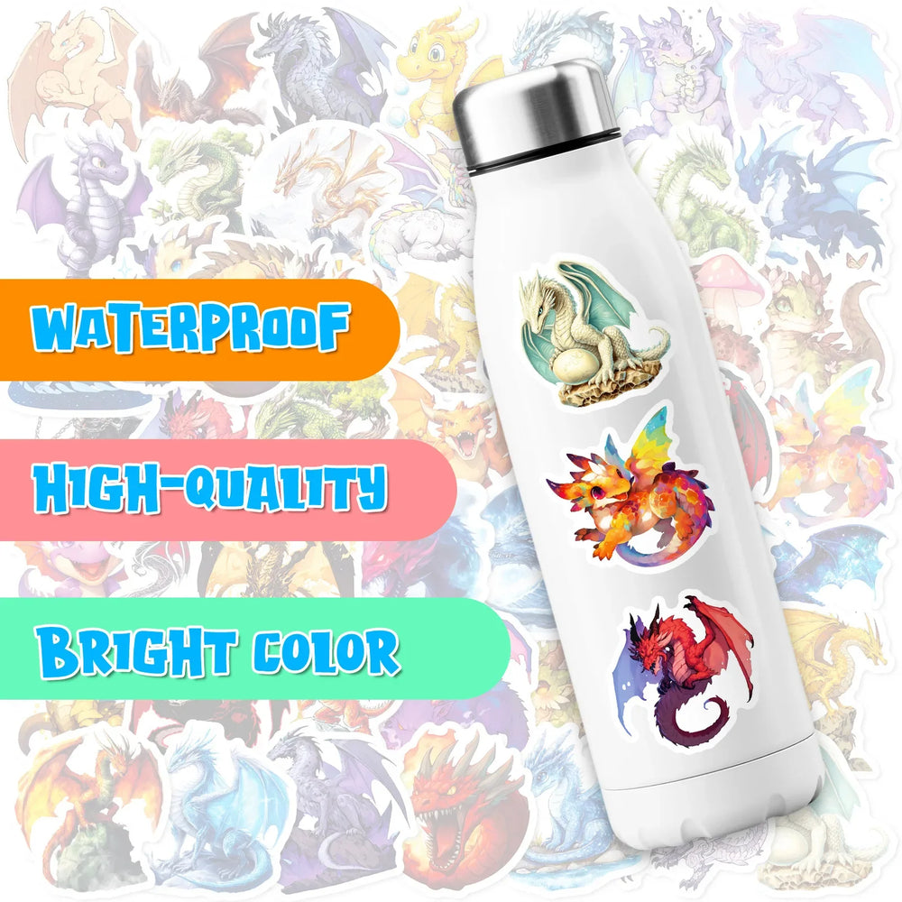 10/30/50PCS Cool Dragon Stickers Cartoon Decoration DIY Kids Toys Fridge Luggage Laptop Phone Guitar Car Bike Skateboard Sticker (Online Order Only)