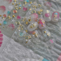 Halo Dyeing Ocean Shell Conch Starfish Pearl Love Heart Bowknot Jellyfish Adhesive Nail Art Stickers Manicure Decals Wholesale (ONLINE ORDER ONLY)