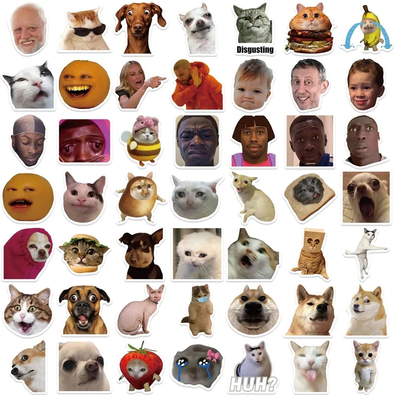 10/30/50PCS Kawaii Funny Cat Dog Sticky PVC Sticker Aesthetic DIY Decoration Scrapbooking Hand Accounting Supplies for Kids (ONLINE ORDER ONLY)