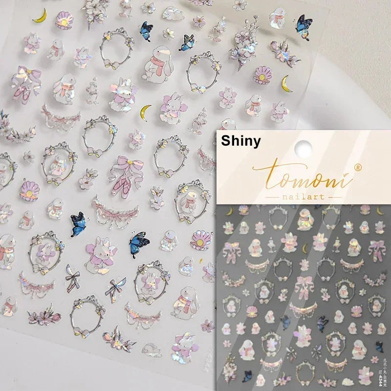 Retro Rose Gold Silver Totem Picture Photo Frame Flower 5D Self Adhesive Nail Art Stickers 5D Shiny Rhinestone Manicure Decals (ONLINE ORDER ONLY)