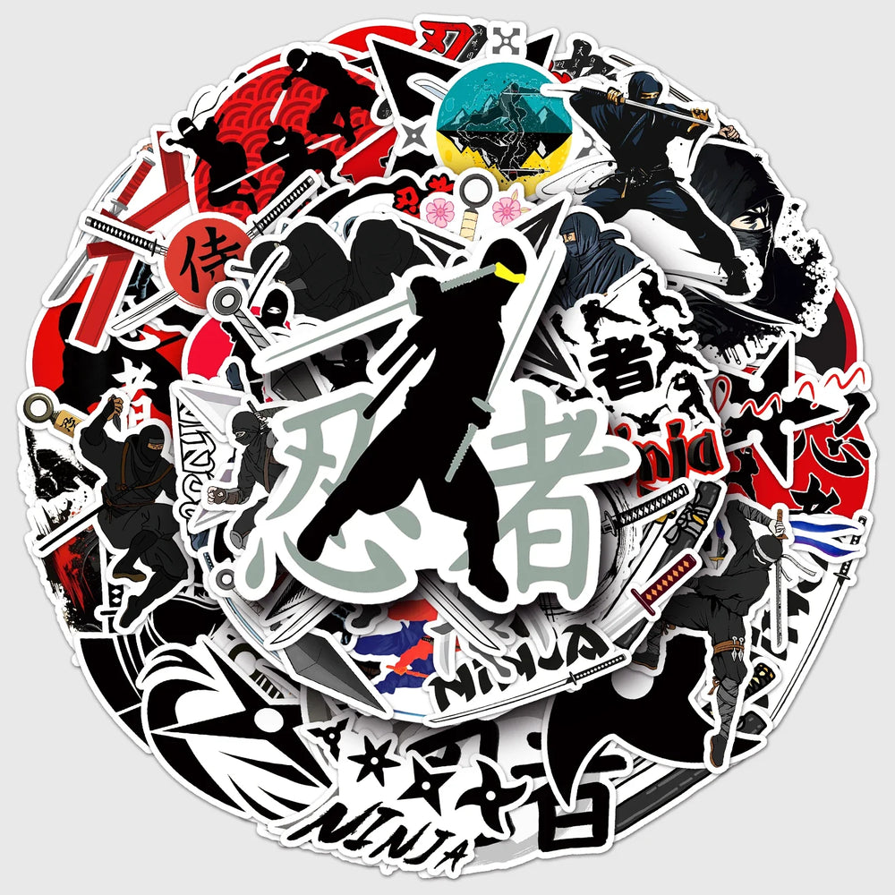 50Pcs Ninja Cartoon Waterproof Vinyl Stickers for Skateboard Snowboard (Online Order Only)