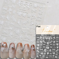 Retro Blue Bowknot Butterfly Love Heart Pendent Hot Stamping Gold Silver Adhesive Nail Art Stickers Manicure Decals Wholesale (Online Order Only)
