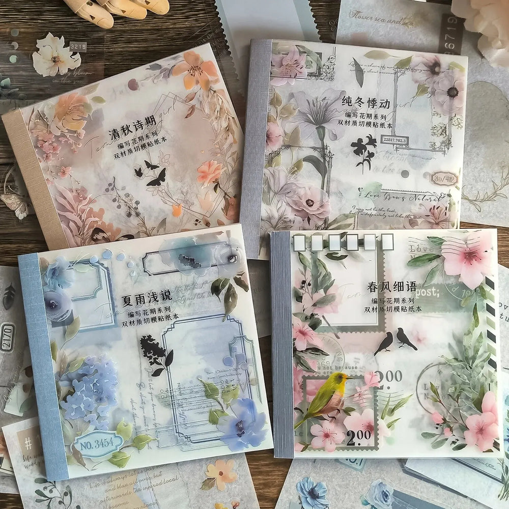 Floral Sticker Book 20pcs Four Seasons Scrapbook DIY Decorative Stickers (Online Order Only)