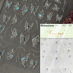 Charming Blue Sparrow Feather Rhinestone Wings Peacock Sparrow Dreamy Jelly Stars Self Adhesive Nail Art Stickers Manicure Decal (ONLINE ORDER ONLY)