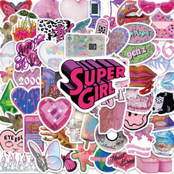 58PCS Kawaii VSCO Vintage Stickers Cute Aesthetic Decals for Bottle Phone Laptop Scrapbook Car (ONLINE ORDER ONLY)