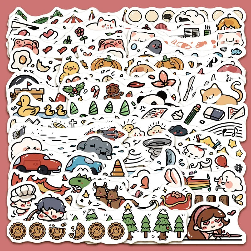 50pcs Cartoon Graffiti Stickers for Helmet, Wall, Desktop Decoration (Online Order Only)
