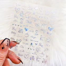 1PC Heart Love Design 3D Nail Art Sticker English Letter Self-Adhesive Slider Valentine's Day DIY Manicure Tips Accessories Tool (ONLINE ORDER ONLY)