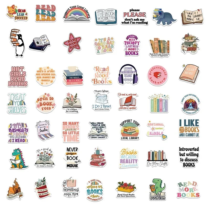 10/30/50PCS Cartoon Reading PVC Sticker Aesthetic Decoration Scrapbooking Sketchbook Korean Stationery School Supplies for Kids (ONLINE ORDER ONLY)