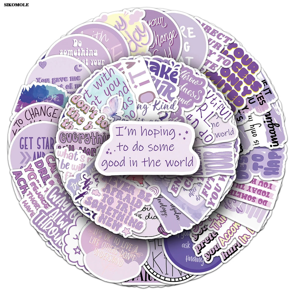 Purple Motivational Quote Stickers for Laptop Luggage Suitcase (10/30/50pcs) (Online Order Only)