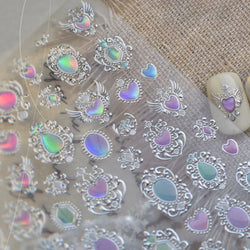 Colorful Geometric Gem Wing Love Heart Bowknot Moon Star Figure Totem Line Retro Self Adhesive Nail Art Stickers Manicure Decals (ONLINE ORDER ONLY)