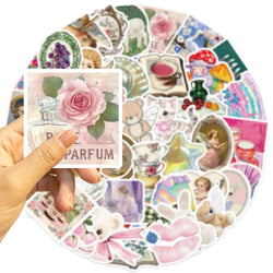 50Pcs Mystery Labels Stickers Retro DIY Aesthetics Waterproof Decals For Suitcase Scrapbooking Laptop Sticker (Online Order Only)