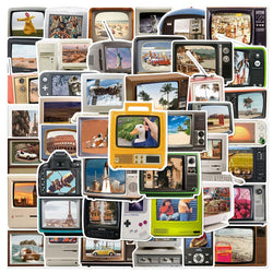 Vintage TV Stickers Set: Retro Decals for Laptop, Phone, Skateboard, Luggage, Waterproof (ONLINE ORDER ONLY)