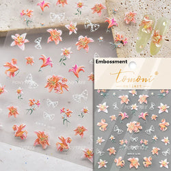 Spotless Lily Lilium Flowers Moon Pearl Crown Lily-white Pearl Necklace Pendant Self Adhesive Nail Art Stickers Manicure Decals (Online Order Only)