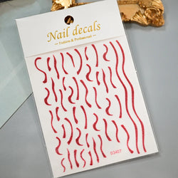 1Pc Red Pink White Heart Bow Nail Art Stickers with Glitter Sequins 5D Self Adhesive Nail Decorations Slider Decals DIY Manicure (ONLINE ORDER ONLY)