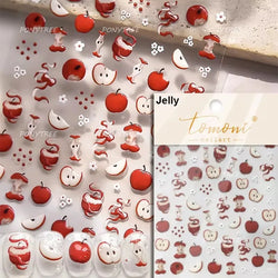 Strawberry Cherry Loquat Longan Peach Grapes Plant Red Bean Fruit Flat Realistic Painting 3D Nail Art Stickers Manicure Decals (ONLINE ORDER ONLY)