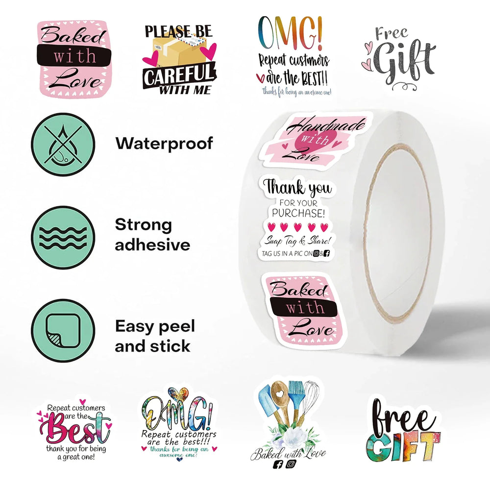 500pcs Cute Reward Stickers Roll with English Thanks Stickers for School Teacher Kids Student Stationery Stickers Kids (Online Order Only)