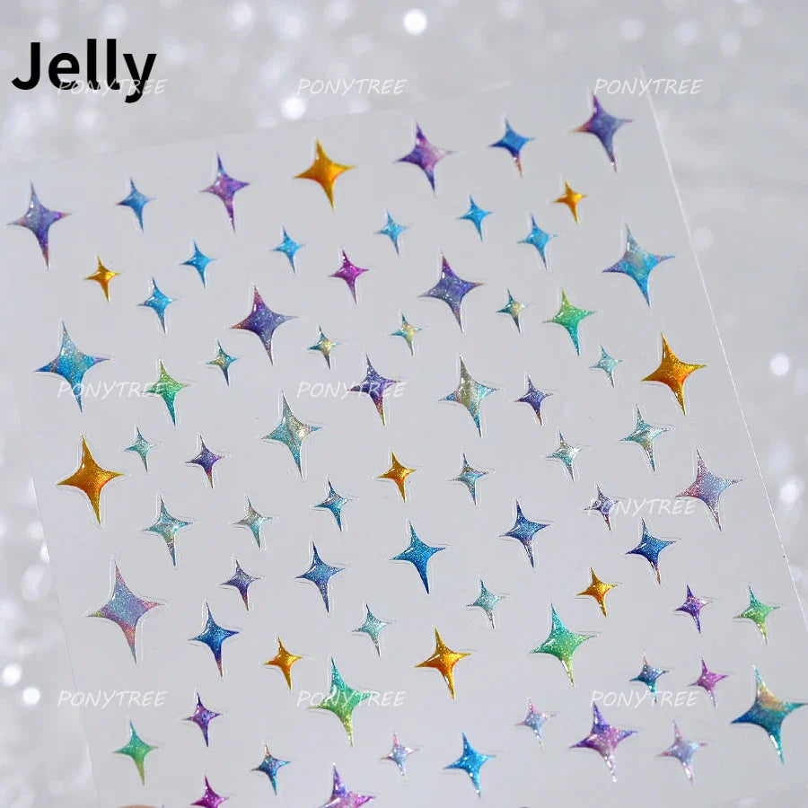Hollow Out Black Gold Star Starburst Round Dot Night-time Tiny Spot Self Adhesive Nail Art Stickers Manicure Decals Wholesale (ONLINE ORDER ONLY)