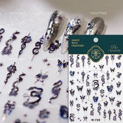 Charming Butterfly Candle Holder Candlestick Chic Rose Flower Romantic Self Adhesive Nail Art Stickers Rhinestone Manicure Decal (ONLINE ORDER ONLY)