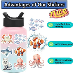 10/30/50PCS Fresh Sea Animal PVC Sticky Sticker Aesthetic DIY Korean Stationery Decoration Scrapbooking School Supplies for Kids (Online Order Only)