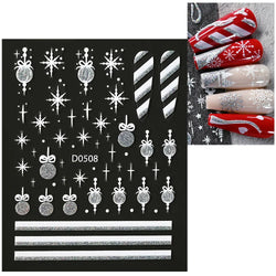 1pc Christmas Nail Sticker 3D Gold Glitter Snowflake Elk Penguin Bells Design Adhesive Nail Slider Decals Winter Manicure Decor* (Online Order Only)