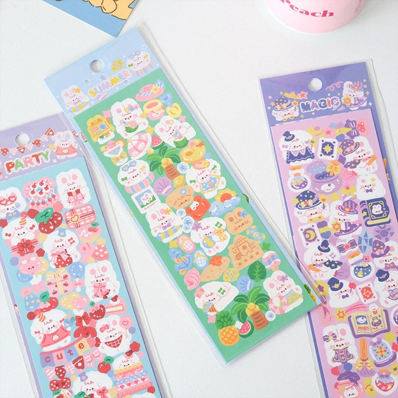 5Pcs Korean ins Cute Dog Rabbit Decorative Stickers Hand Account Idol Card DIY Material Scrapbooking Sticker Kawaii Stationery (ONLINE ORDER ONLY)