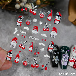 5D Embossed Gingerbread Man Nail Art Sticker Cute Christmas Winter Santa Claus Snowflake Elk Engraved Slider Manicure Decoration (ONLINE ORDER ONLY)
