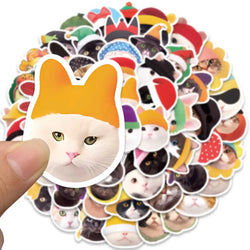 59pcs Cute Cartoon Cats in the Hat Stickers For Laptop Phone Guitar Luggage DIY Waterproof Graffiti Stationery Vinyl Decals (ONLINE ORDER ONLY)