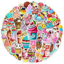 Ice Cream Cartoon Stickers: Waterproof, DIY, Phone, Laptop, Luggage, Guitar (ONLINE ORDER ONLY)